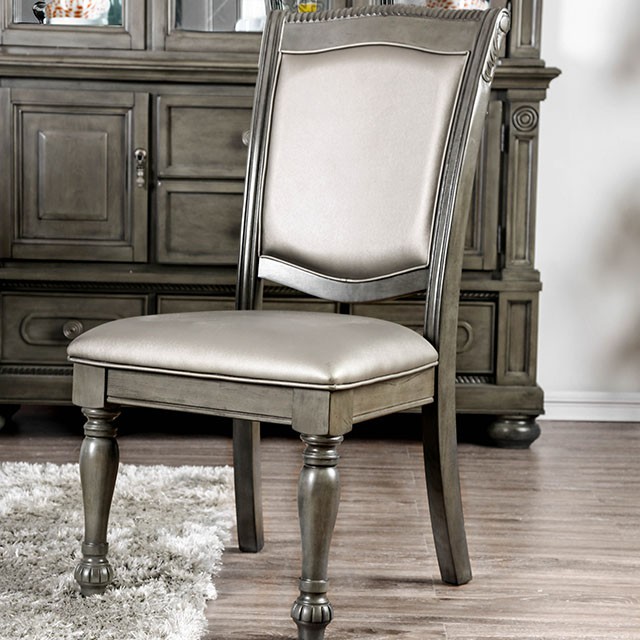 image of Transitional Gray/Silver Side Chair (2/CTN) with sku:idf-3350gy-sc-foa
