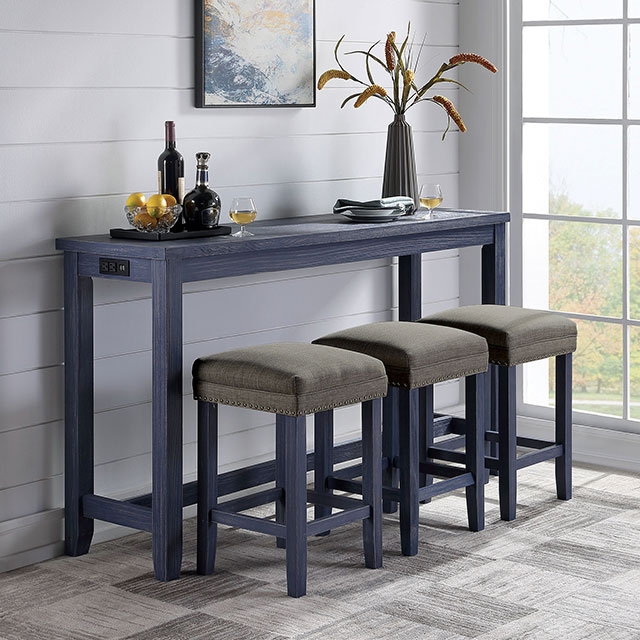 image of Rustic Antique Blue/Gray 4 Pc. Counter Ht. Table Set with sku:idf-3474bl-pt-4pk-foa