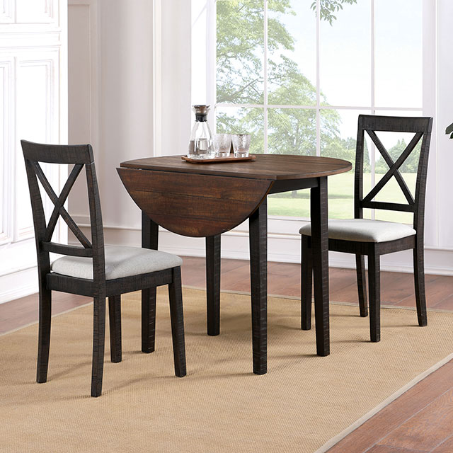 image of Transitional Dark Oak/Walnut 3 Pc. Dining Table Set with sku:idf-3477rt-3pk-foa
