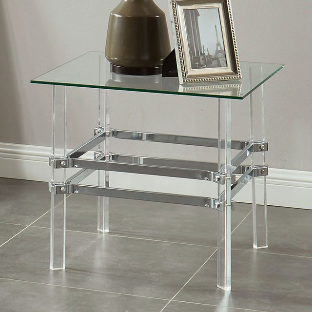 image of Contemporary Chrome End Table with sku:idf-4351e-foa