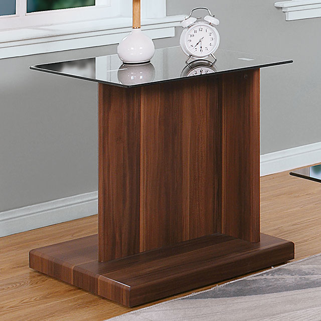 Rent To Own Contemporary Black Dark Walnut End Table - Flexshopper