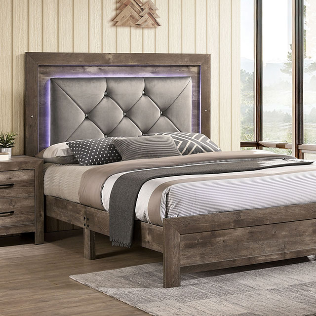 image of Rustic Natural Tone Queen Bed with sku:idf-7149q-foa