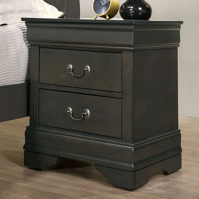 image of Transitional Gray Night Stand with sku:idf-7966gy-n-foa