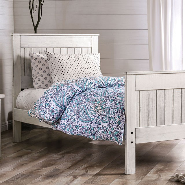 catalina antique white queen sleigh bed