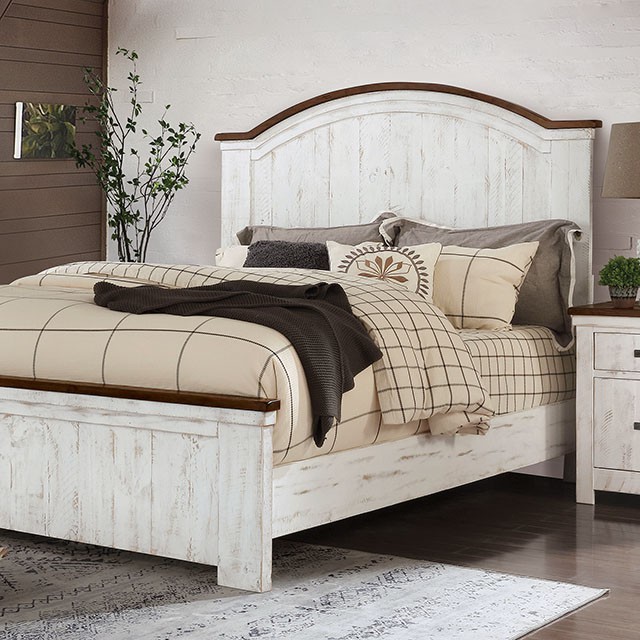 Distressed white outlet bed