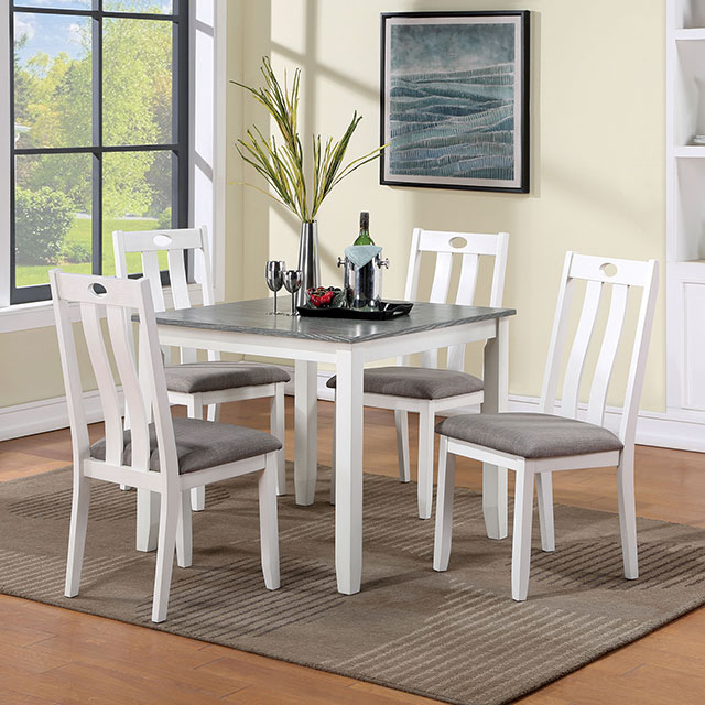 image of Transitional White/Gray 5 Pc. Dining Table Set with sku:idf-3388t-5pk-foa