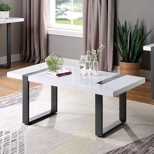 image of Contemporary White/Black Coffee Table with sku:idf-4403c-foa