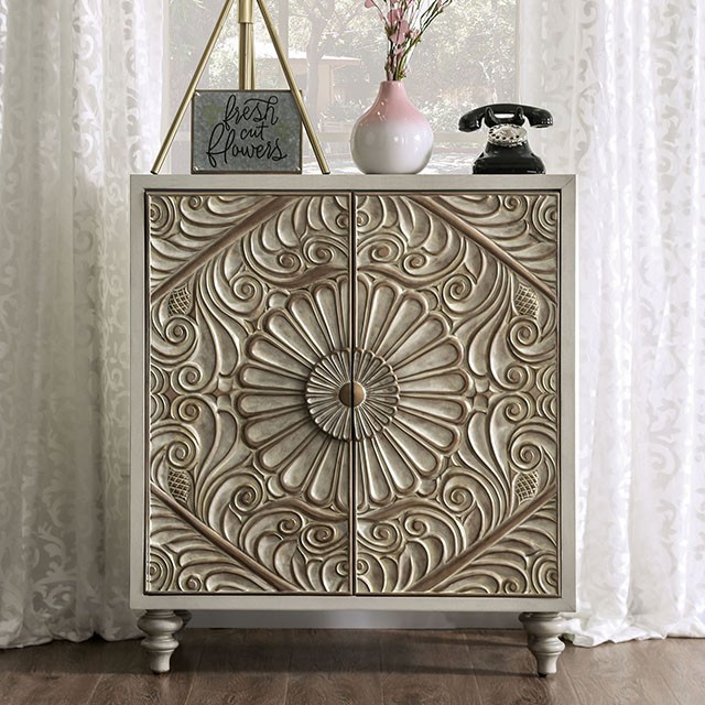 image of Transitional Antique White Wine Cabinet with sku:idf-7882cn-foa