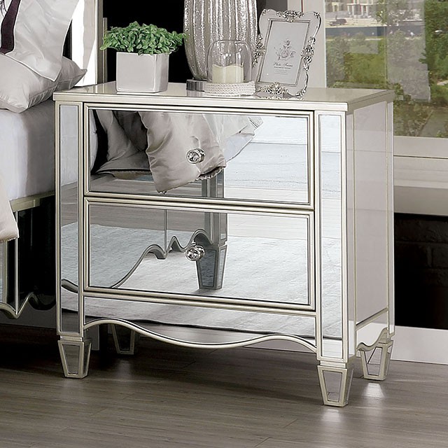 image of Glam Silver Night Stand with sku:idf-7890n-foa