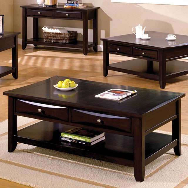 image of Transitional Espresso Coffee Table with sku:idf-4265dk-c-l-foa